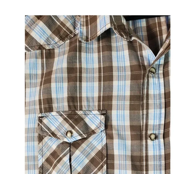 Seven Virtues of Man Mens XXL Plaid Western pearl Snap Short Sleeve Shirt - Picture 9 of 10